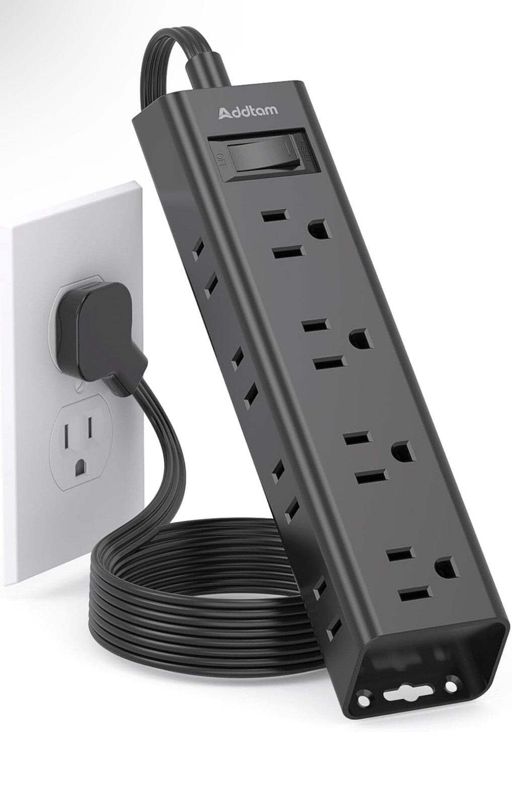 Extension Cord Flat Wall Plug - Surge Protector Power Strip with 12 Outlets, ...-image