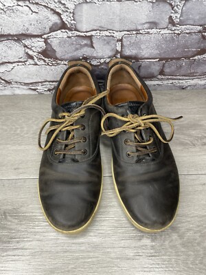 Ecco Gray Leather Lace Up Casual Comfort Sneakers Shoes Men Sz 41EU/7.5M US/8M