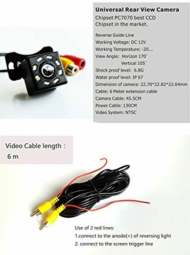 Car Rearview Camera Vehicle Backup Camera Waterproof Hidden Mini Camera 8 LED - Picture 3 of 7