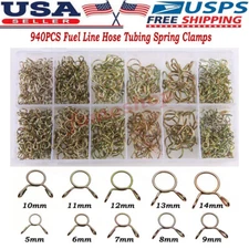 940PCS Assortment Fuel Line Hose Tubing Spring Clips Clamps Kit Car Motorcycle