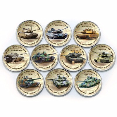 COLOURED UNC ZIMBABWE 8 COINS SET 1 SHILLING 2017 TANKS