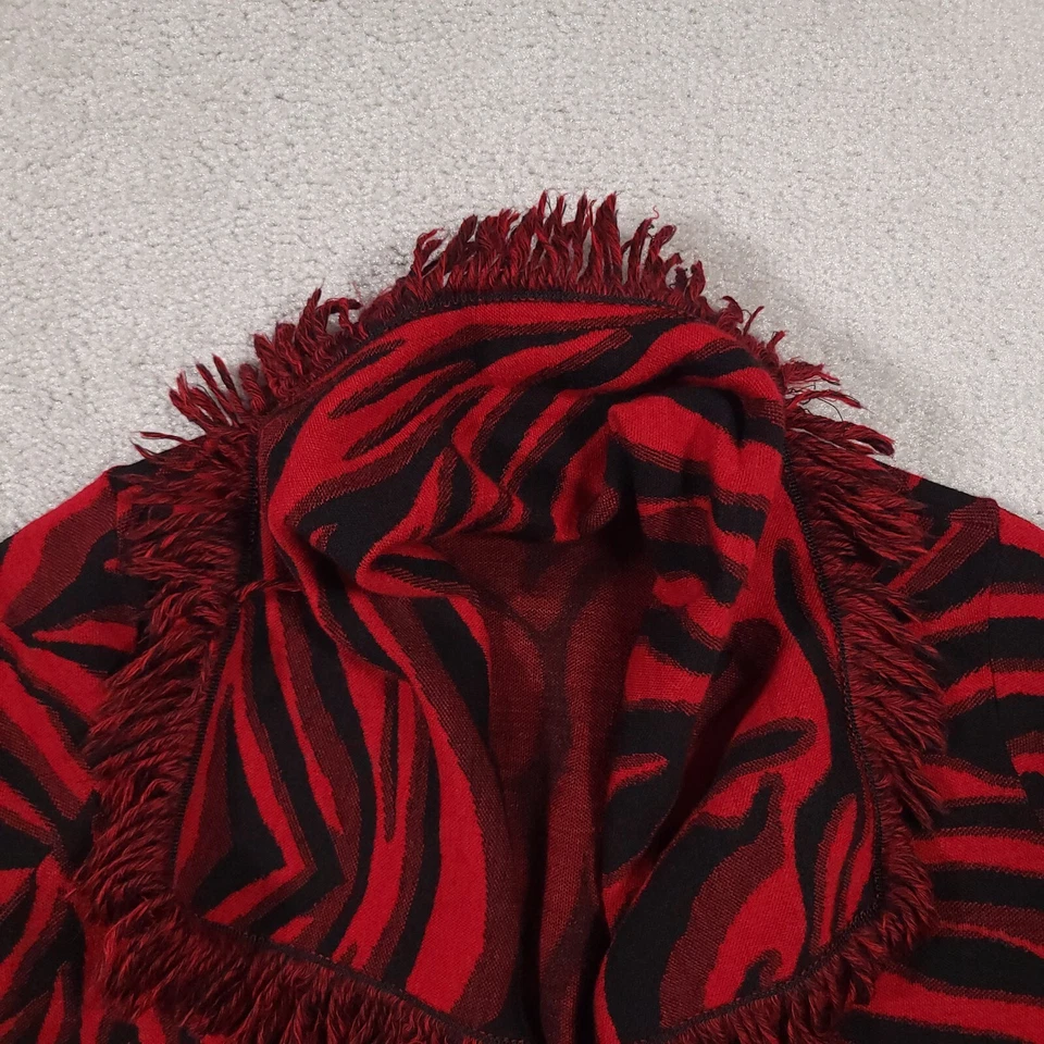 Cárdigan Chico's para mujer talla pequeña 0 mezcla de lana flecos frente abierto suéter rojo Foto 3 de 4