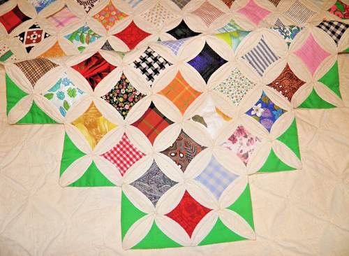 Rare Amish Cathedral Windows Quilt Pattern Amish - Queen Size - No Batting - Picture 10 of 15