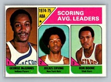 1975-76 Topps ABA Scoring Leaders #221 Julius Erving HOF McGinnis & Boone HOF NM
