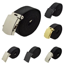 48",54",60",72" Canvas Web Belt Military Style Plain Belt & Buckle 6 Styles