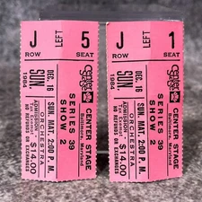1984 Center Stage Vintage Orchestra Ticket Baltimore Maryland Pink