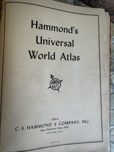 Vtg Hammond's Universal World Atlas 1944 Index Cities Towns USA Fair Condition - Picture 15 of 15