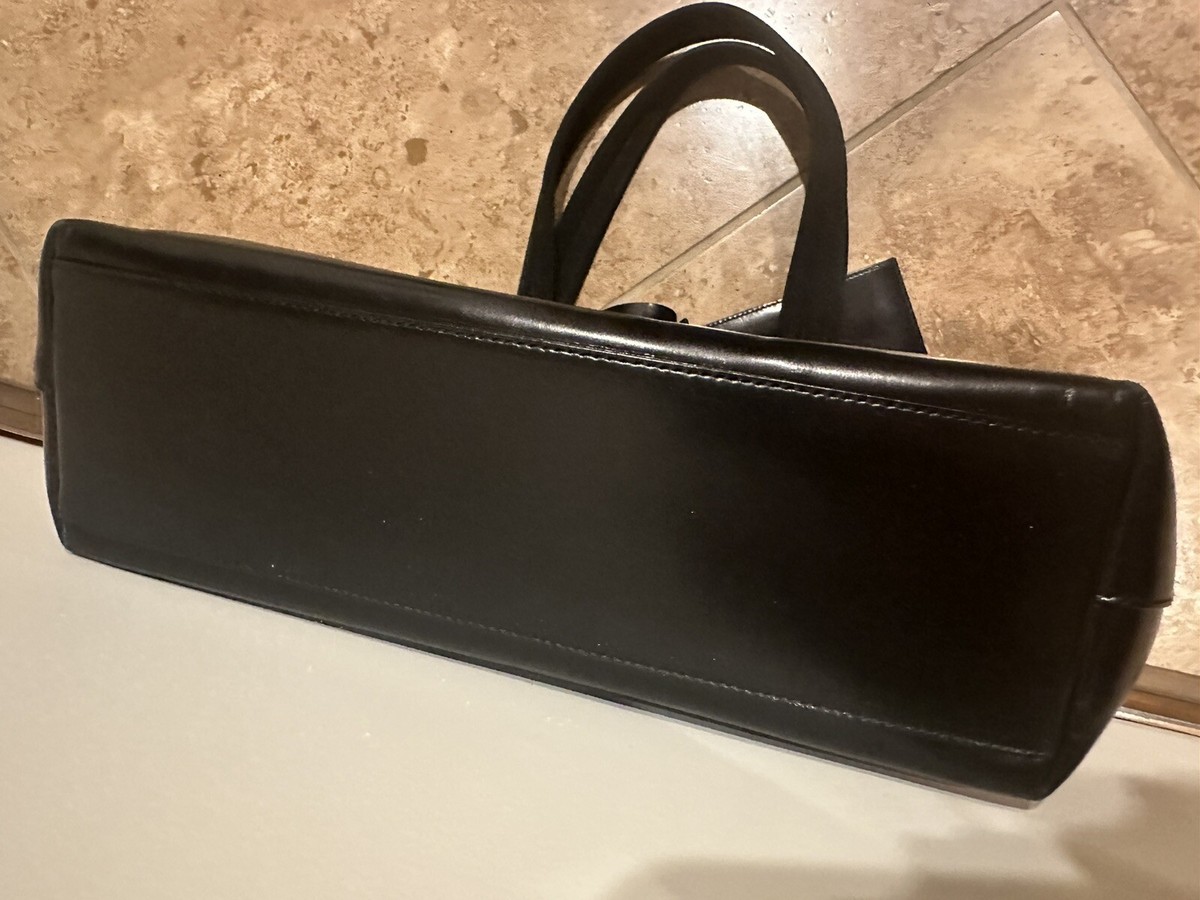 Prada Logo Punching Calf Leather Tote Bag w/Pouch Black 28351 | eBay
