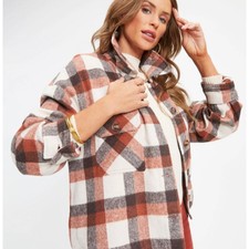 Nwt Vici Ashby Plaid Rust Mix Lightweight Shacket Jacket Sz. Large