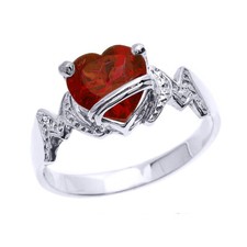 .925 Sterling Silver Mom Heart Birthstone Mother's Ring