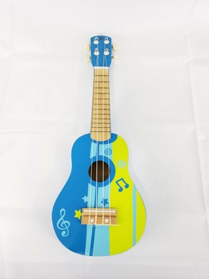 hape kid's wooden toy ukulele in blue
