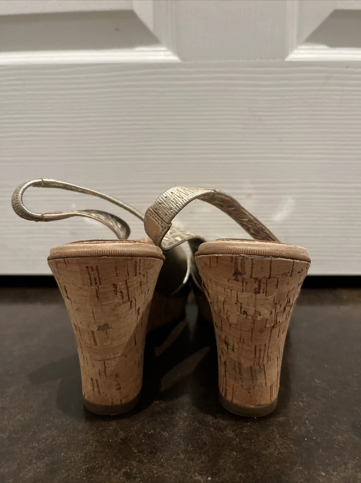 Sperry Top Sider Southsea  Leather Open Toe Slingback Cork Wedges shoes Size 7 M - Image 4 of 4