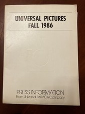 Universal Pictures Studio Fall 1986 Press Kit Press Info - Great Condition