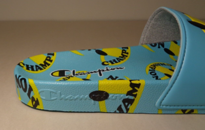 Champion Size 9 M IPO SMILE Aqua Yellow Slide Sandals New  display picture 3