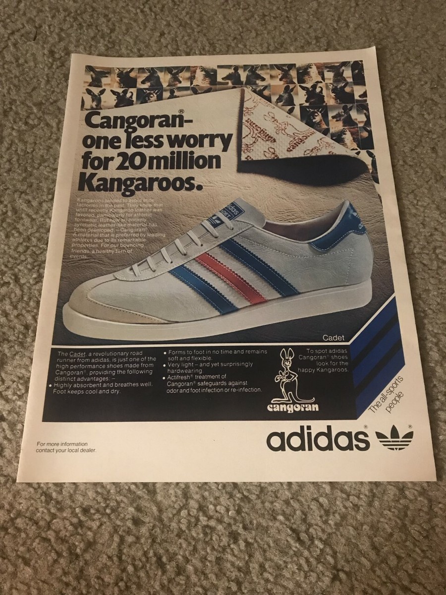 Vintage 1977 ADIDAS CADET CANGORAN KANGAROOS Running Shoes Poster Print Ad  1970s | eBay