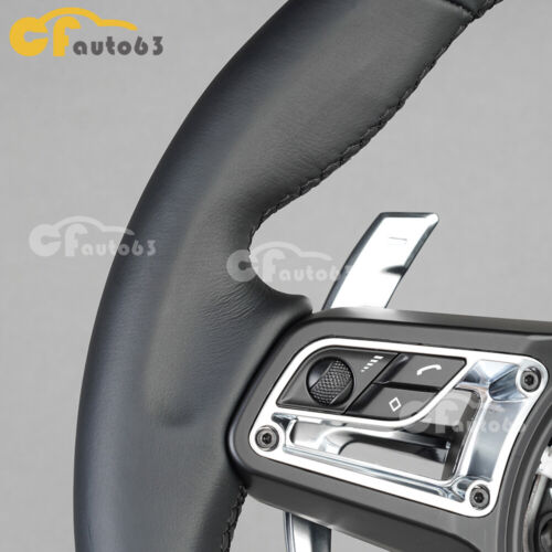 Volante de cuero liso apto para Porsche 16+ Cayenne Macan 911 718 con paletas - Imagen 7 de 12
