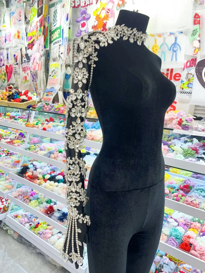 女士水晶性感项圈手臂链珠宝戒指套装时尚舞台身体珠宝首饰 — 第 4/4 张图片