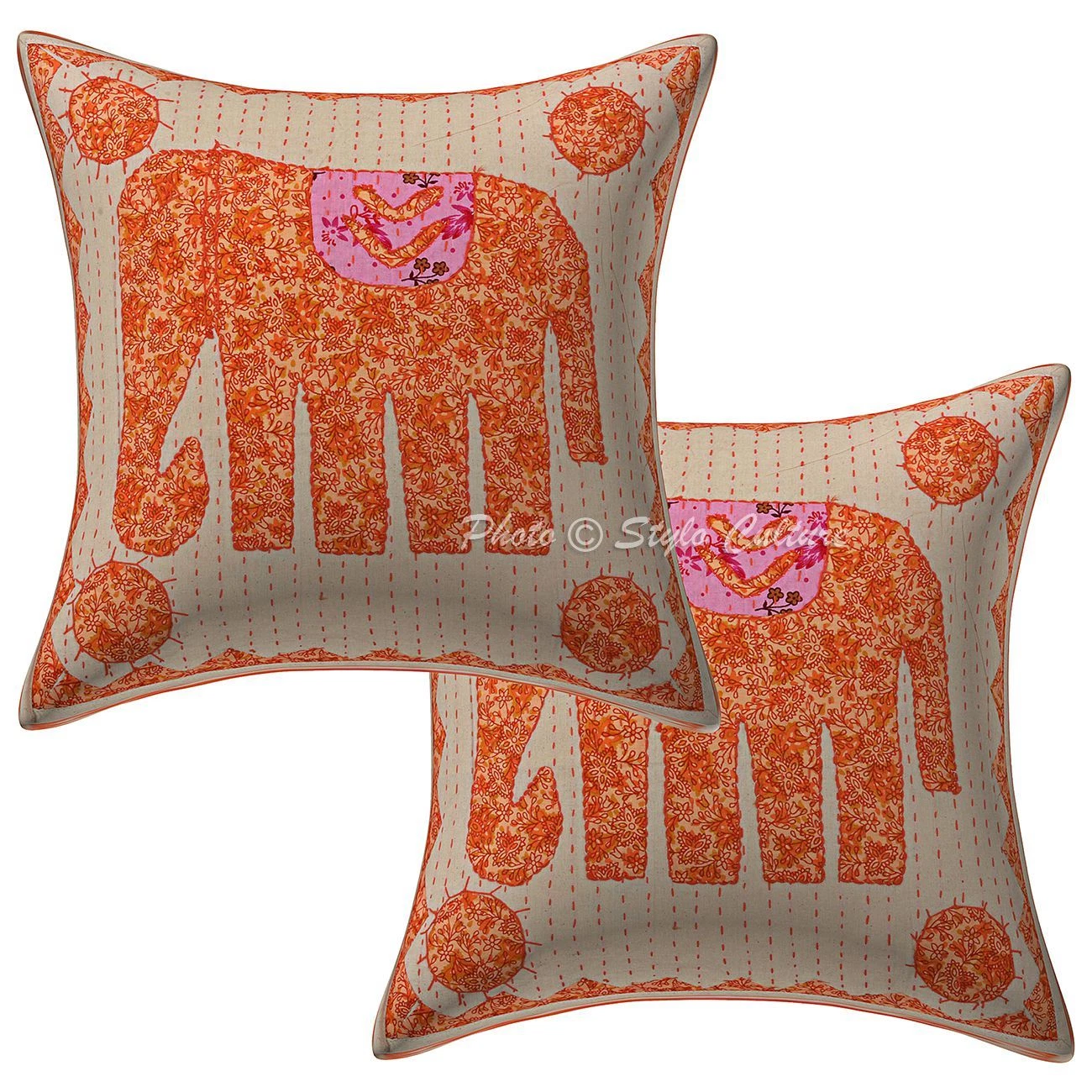 Cotton Indian Pillow Case Cover Abstract Embroidery Sofa Cushion cover 16" Throw