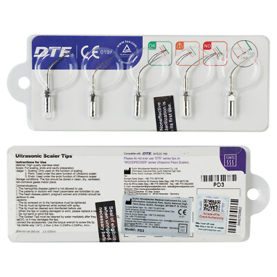 5pc Dental Ultrasonic Piezo Scaler Tips Kit GD1 GD2 GD4 PD1 FIT DTE SATELEC NSK