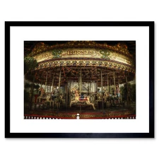 Wee Blue Coo Photo Composition Fairground Carousel Motion Framed Wall Art Print