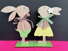Boy & Girl Bunny Rabbit Shelf Tabletop Ornaments Decorations Bookends Animals