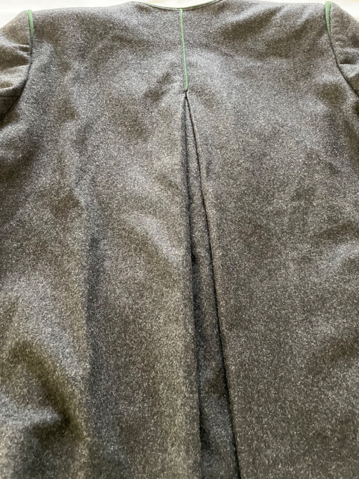 Vintage women blazer wool grey green piping image 9