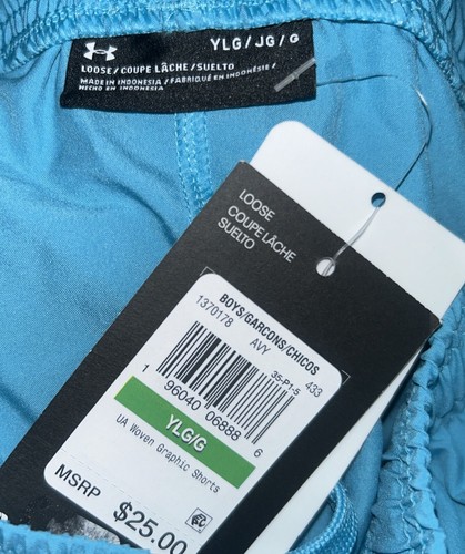 Under Armour Shorts UA Youth Boys Size L Blue Aqua Woven Graphic Short NEW $25 - Picture 6 of 9