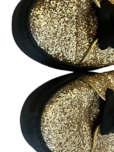 Minna Parikka Bunny Ears Sneaker •Women 40 /US 9• Gold Glitter Black Hi Top - Picture 7 of 15