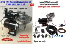 Electric Brake Booster Vacuum Pump Premium Kit 18-24" "Plug and Play"