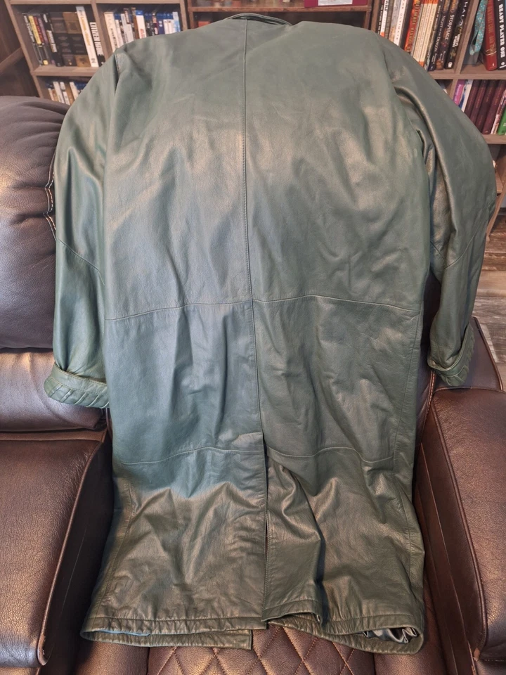 Abrigo clásico vintage de cuero verde oscuro para mujer JACQUELINE FERRAR talla M años 90 Foto 2 de 3