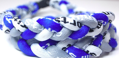 20'' Twist Titanium Sport Necklace Royal Blue White Gray Tornado Baseball Grey