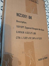 Mosquito Net with Zipper for Outdoor Camping 10 x 10 Patio Gazebo Tent Net Only