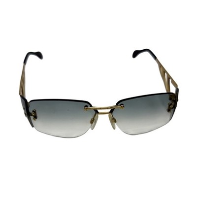 Cazal Mod 926 Rimless Sunglasses Gold Gray Lens Rhinestone Germany Designer