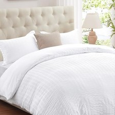 Duvet Cover Full Size, 3 Pieces Bedding Duvet Covers, Soft Full 80"x90" White