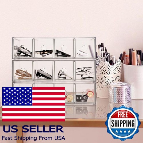 3-Pack Stackable Acrylic Storage Drawers, Clear Organizer for Makeup & Jewelry - Imagen 6 de 8