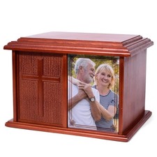 Double Urn for 2 Adults - Wooden Cremation Urn for Human Ashes Male Female Co...