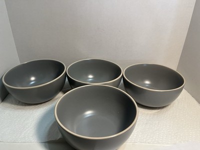 4 Gibson Home Rockaway Grey Cereal Bowl  - 3''H x 6''W - Gray White edge. 1816