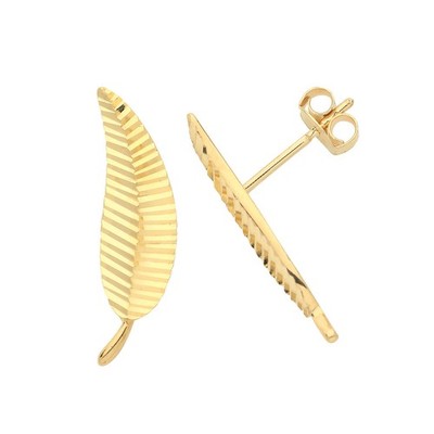Kletterblatt Ohrstecker 9 kt Gelbgold 375 gepunzt nagelneu verpackt