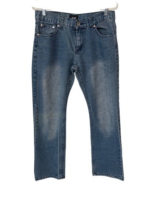 ROK Jeans Size 34 x 32 Medium Wash Distressed Denim Straight Leg Casual Wear