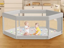 Large Baby Playpen 65x65 Inch, Play Pen for Babies and Toddlers Hexagonal Typ
