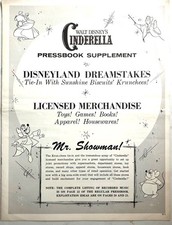 Disney's CINDERELLA Pressbook.MERCHANDISE.Toys.Games.DOLLS.8pgs. 1965 Re-release