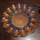 Indiana Depression Marigold Carnival Glass Deviled Egg Vintage Hobnail Plate