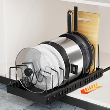Pots and Pans Organizer Sliding Pot Pan 1 Pack, Black