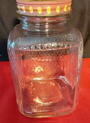 1943 Empty JFG 2lb Diamond Pattern Coffee Jar -No Label, Salad Dressing Lid