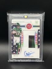 2022 Garrett Wilson National Treasures RPA Stars & Stripes /25 Rookie Patch Auto