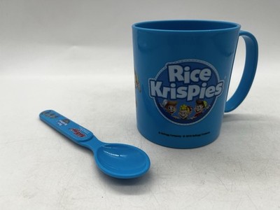 Kellogg Rice Crispies Retro Blau Plastik Tasse Becher Becherglas Löffel Teelöffel Kinder