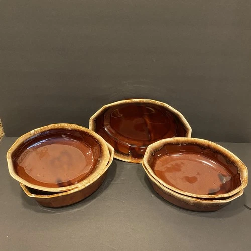 5 Vtg McCoy Brown Drip Glaze Serving Bowl 707 & 7071 USA Deep Dish Oven Proof