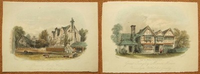 Flemming after Allom, 2 x Surrey engravings; Bramley & Tangley Manor, 1855