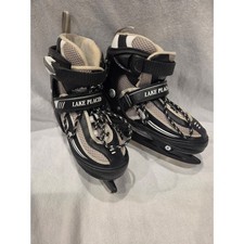 Lake Placid Summit Boys Youth Adjustable Ice Skates Size 1-4 Black Gray