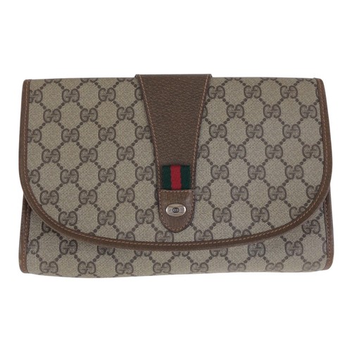 Gucci borsa pochette vintage Web Stripe 89 01 030 borsa business GG Supreme Canvas - Foto 1 di 9